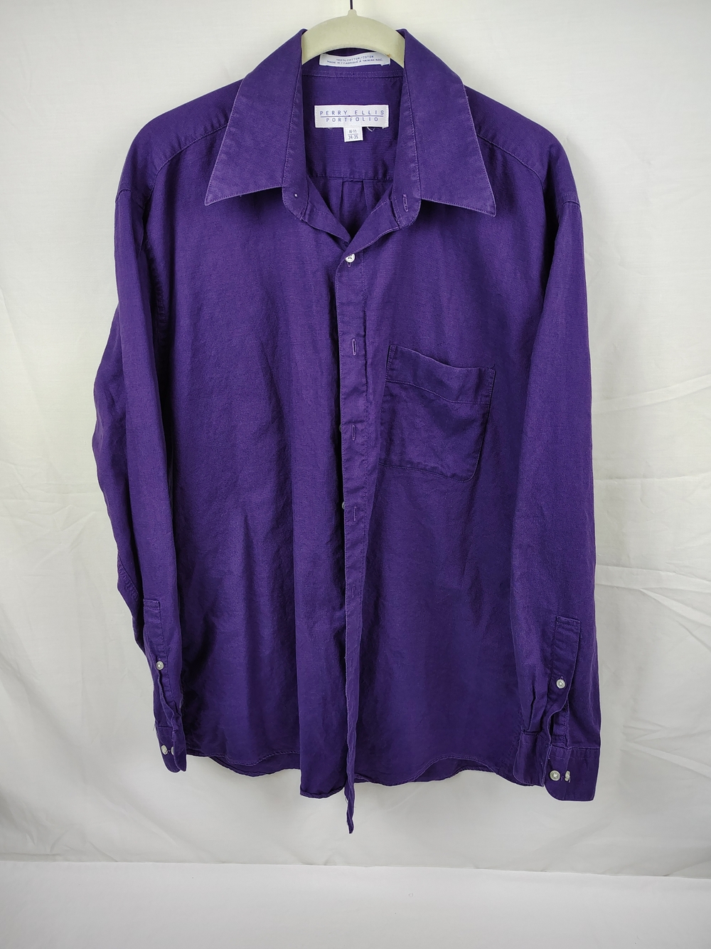 Men's Perry Ellis Deep Purple Long Sleeve Button-Down Shirt